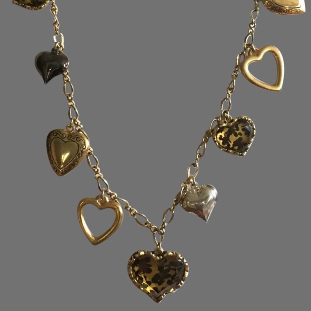 Betsey Johnson Gold and Black Heart Necklace